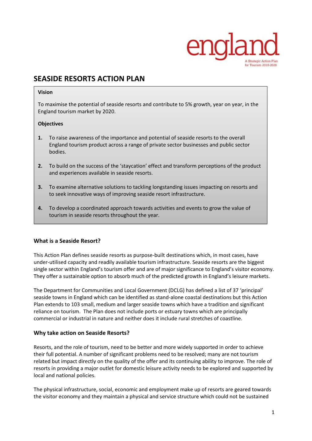 Seaside Resorts Action Plan