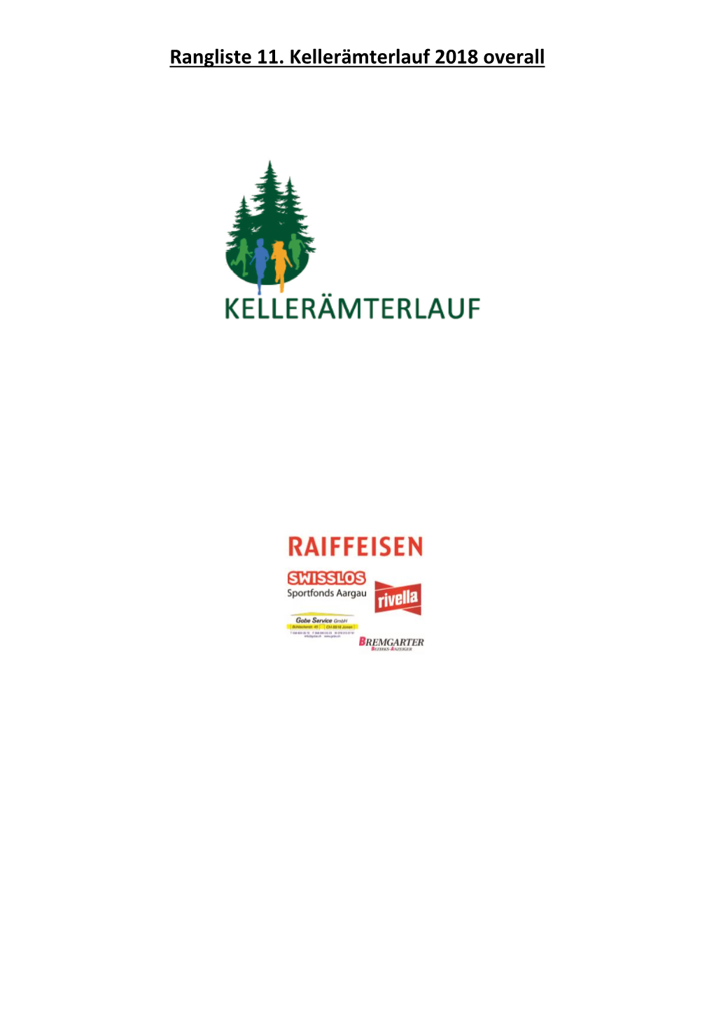 Rangliste 11. Kellerämterlauf 2018 Overall