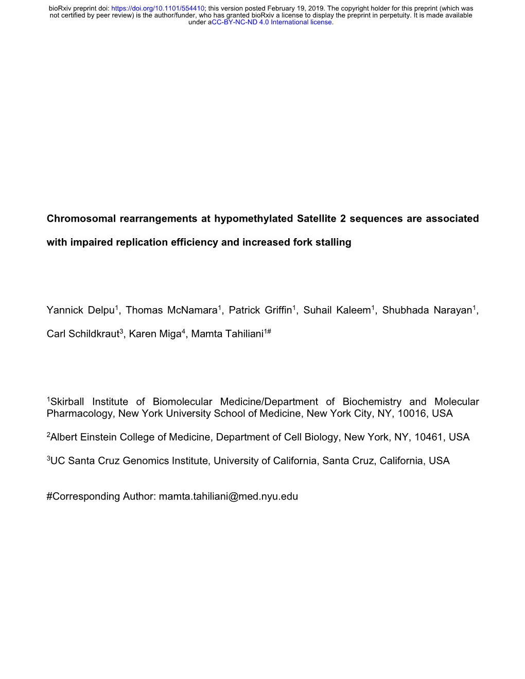 Chromosomal Rearrangements at Hypomethylated Satellite 2 Sequences Are Associated with Impaired Replication Efficiency and Increased Fork Stalling