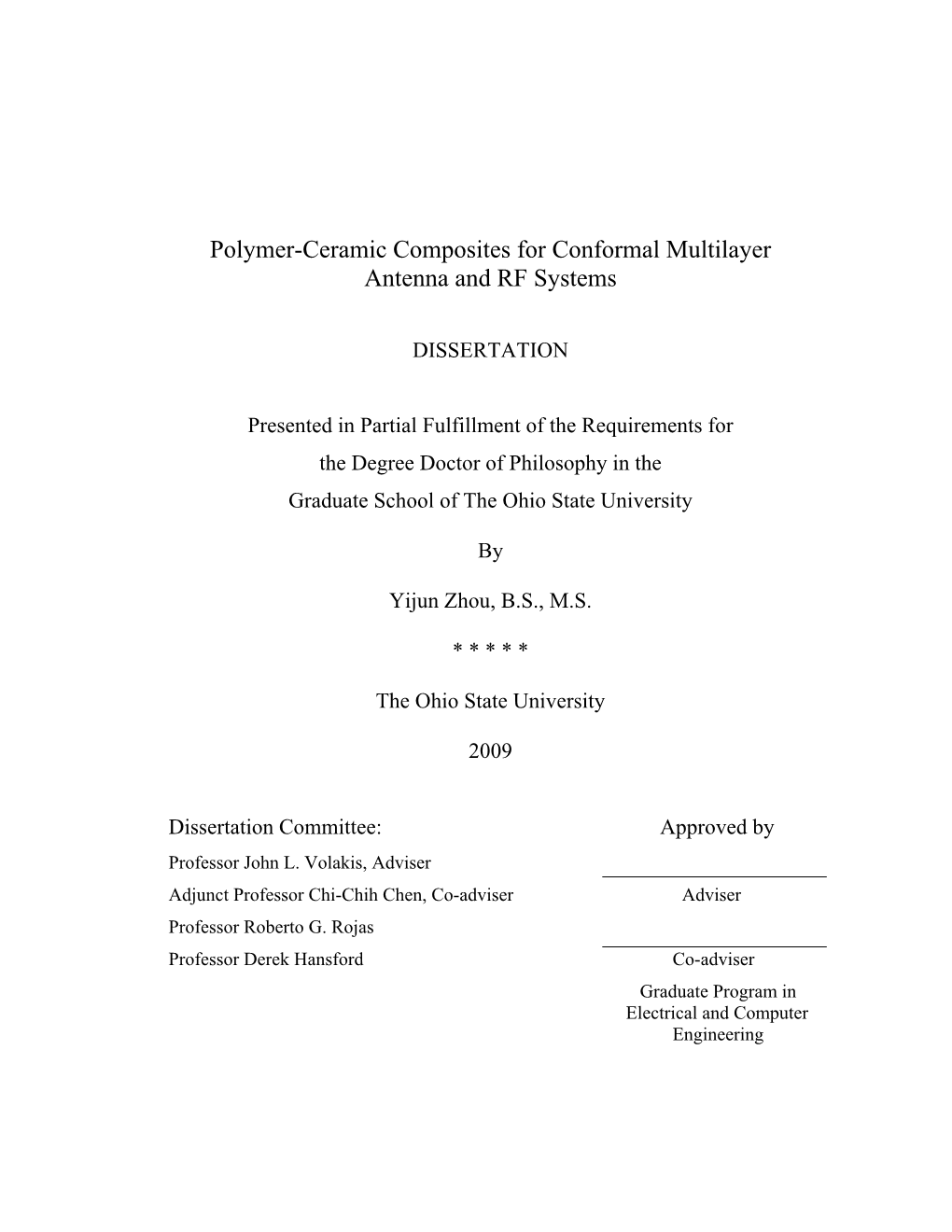 Polymer-Ceramic Composites for Conformal Multilayer Antenna and RF Systems
