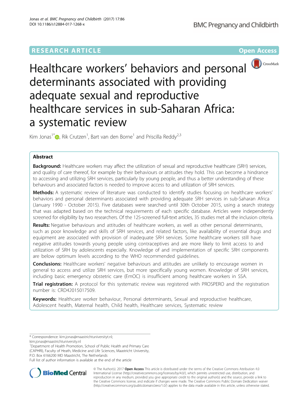 Healthcare Workers' Behaviors and Personal Determinants Associated