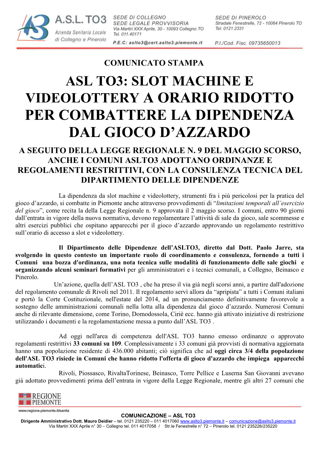 Videolottery a Orario Ridotto Per Combattere La Dipendenza Dal Gioco D’Azzardo