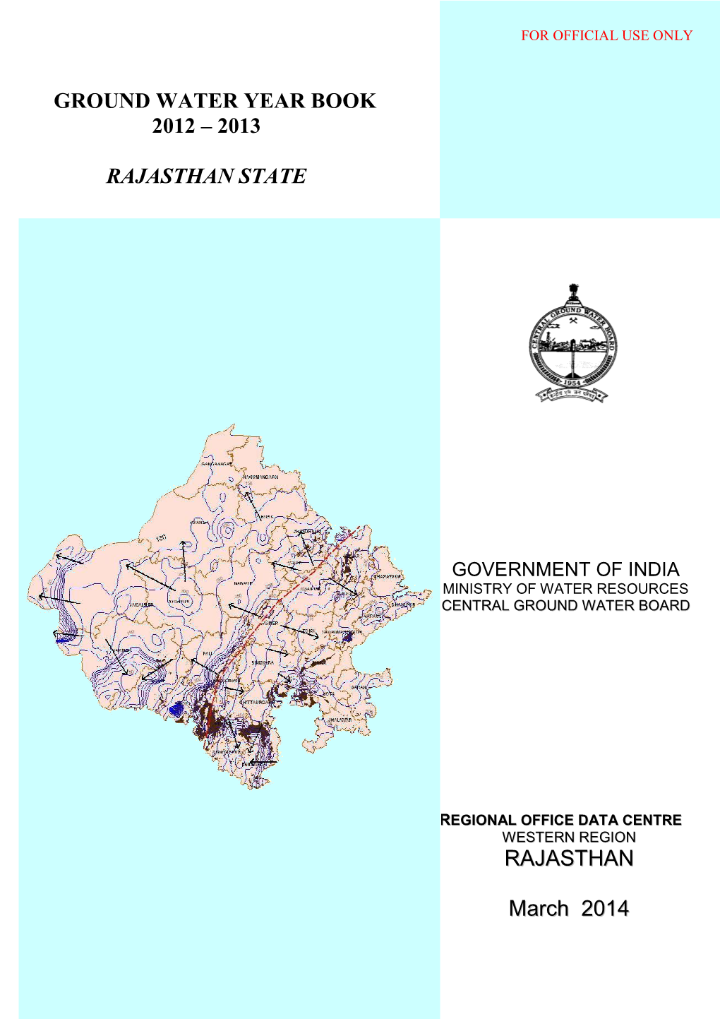 RAJASTHAN March 2014 GROUND WATER YEAR BOOK 2012 – 2013