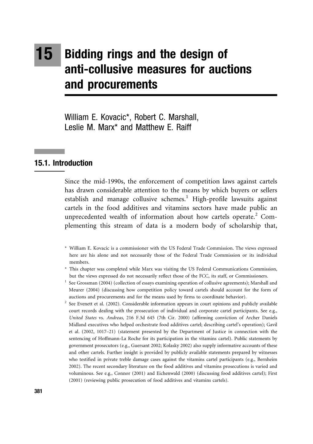15 Bidding Rings and the Design of Anti-Collusive Measures for Auctions and Procurements