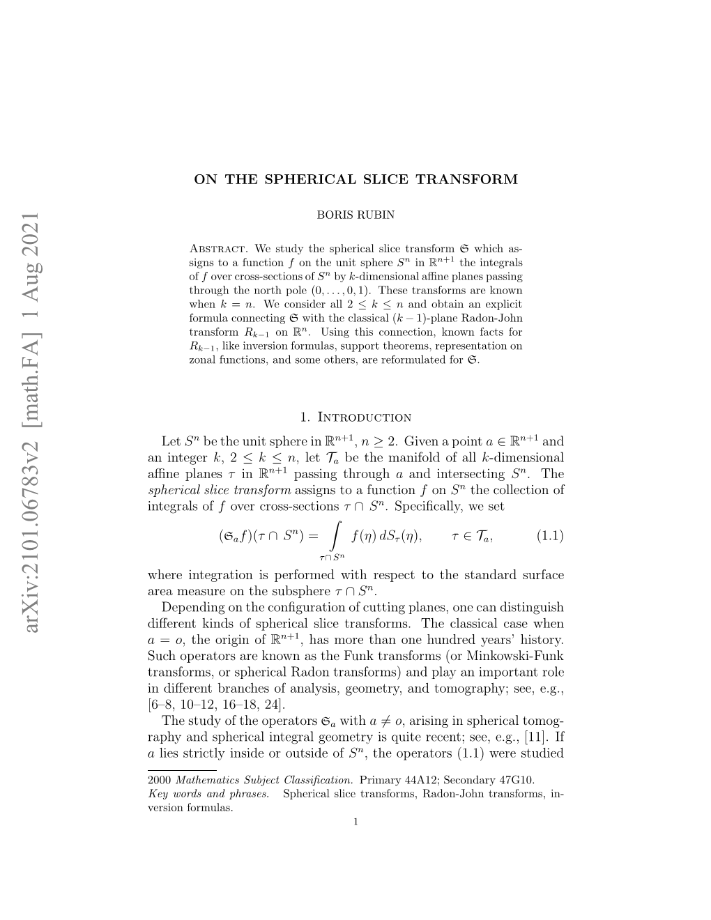 Arxiv:2101.06783V2 [Math.FA] 1 Aug 2021