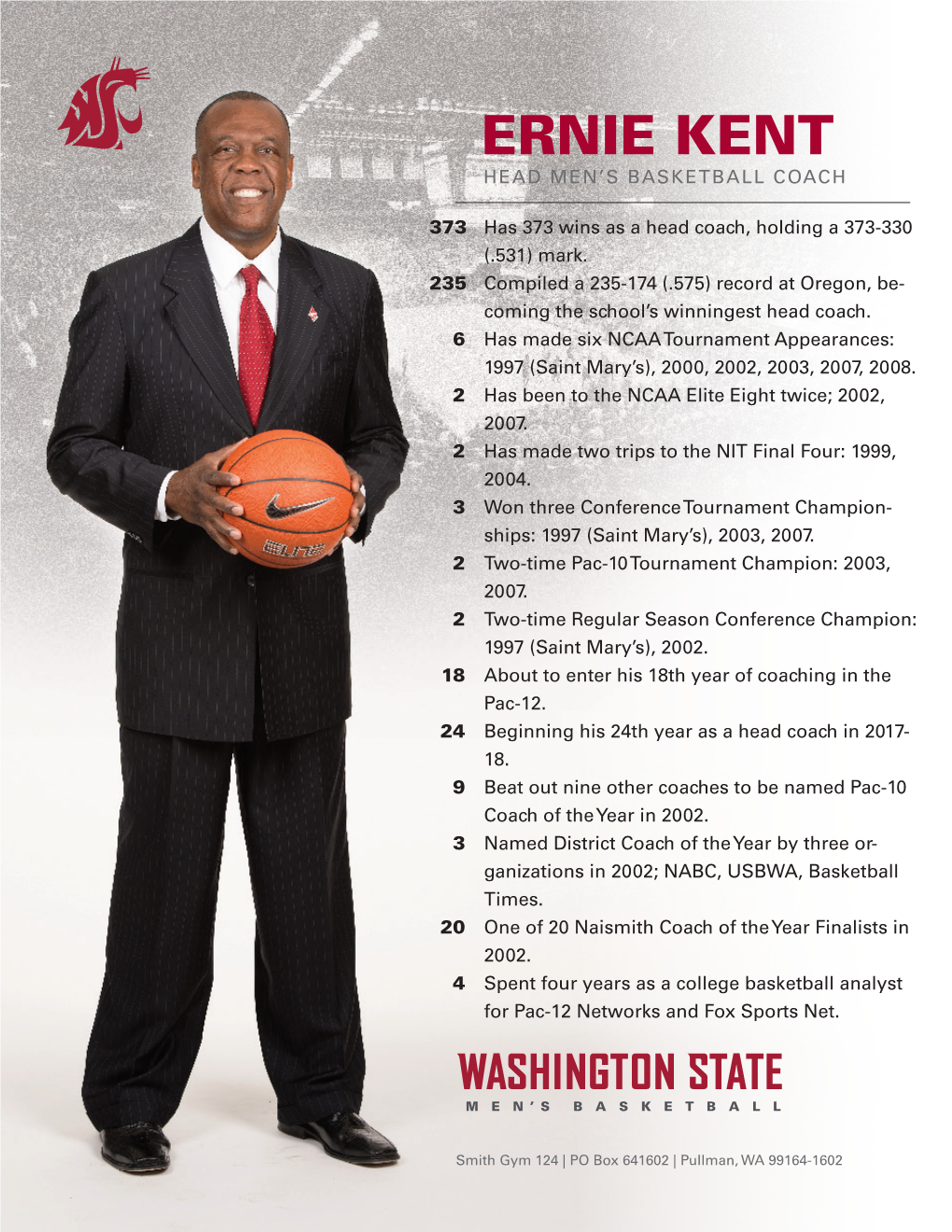 Ernie Kent Head Men’S Basketball Coach