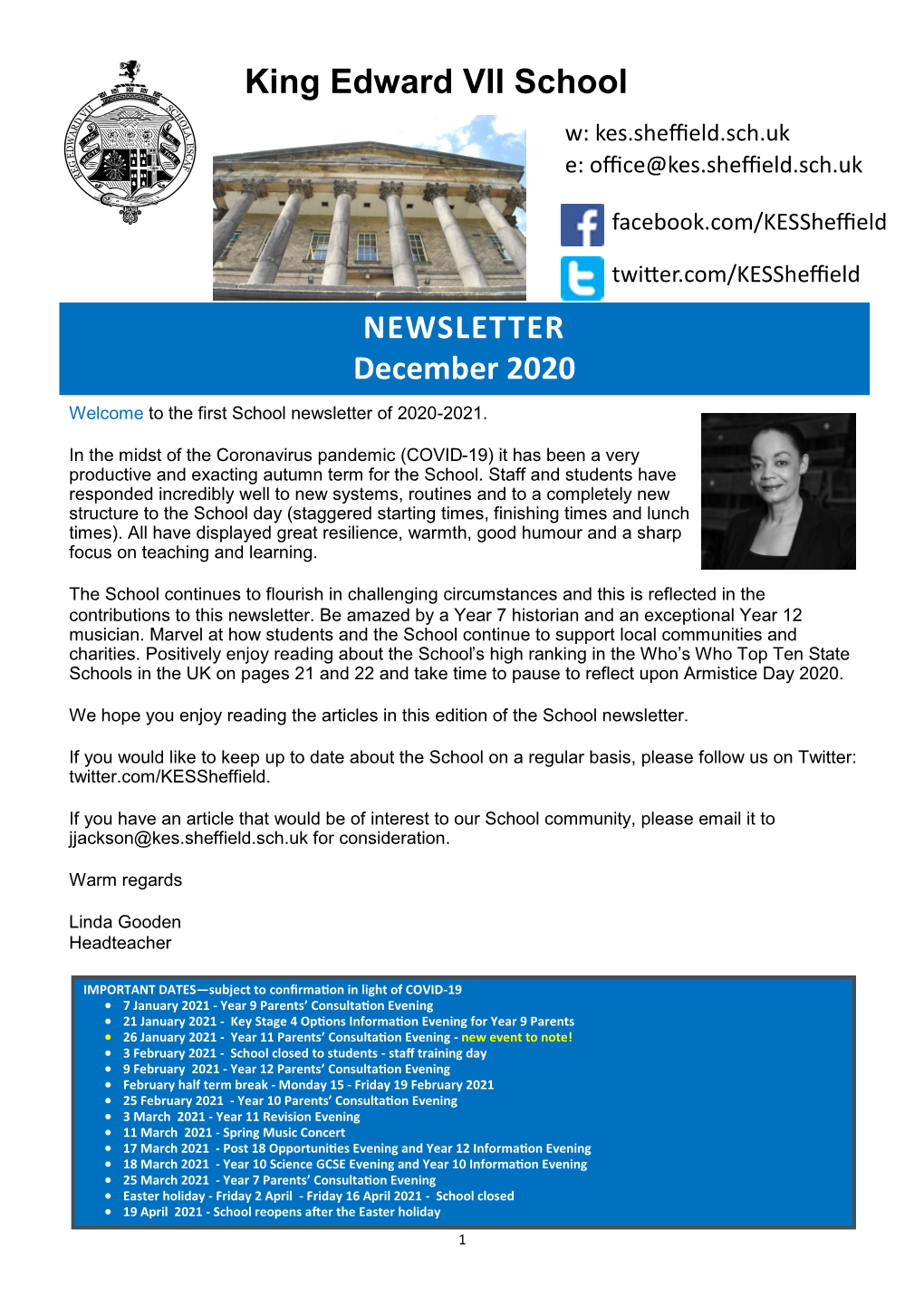 King Edward VII School NEWSLETTER December 2020