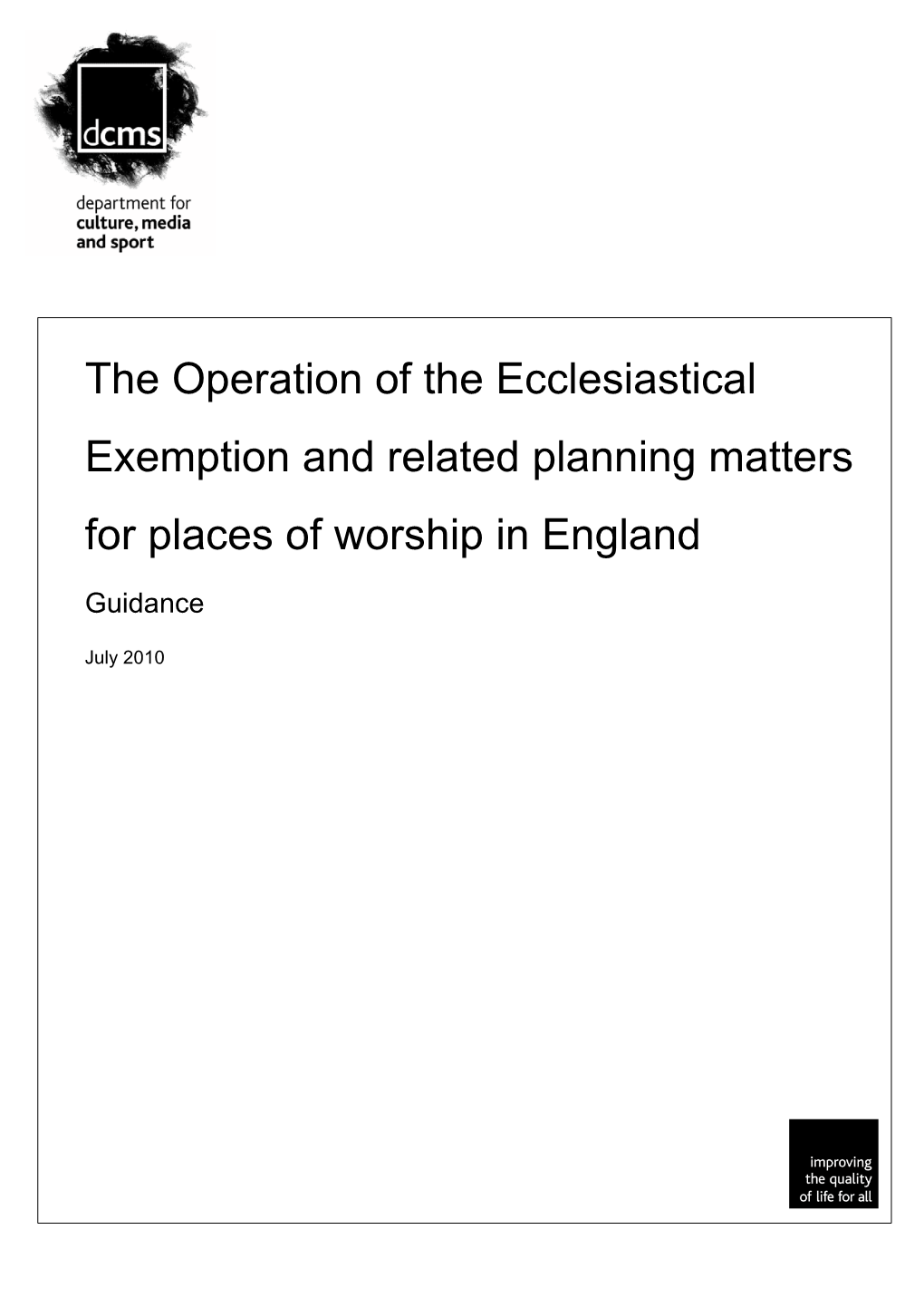 Ecclesiastical Exemption – Draft Guidance