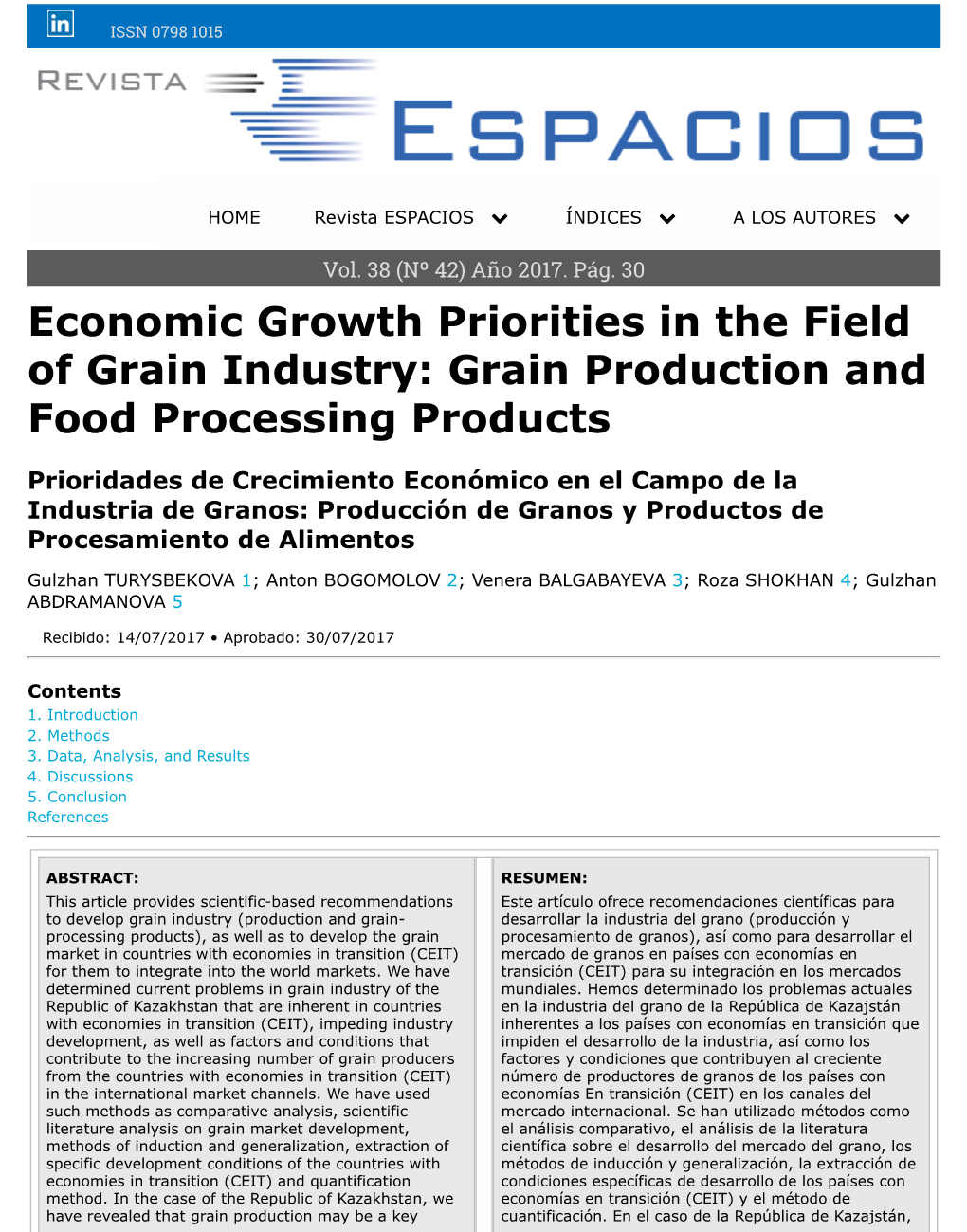 Grain Production and Food Processing Products