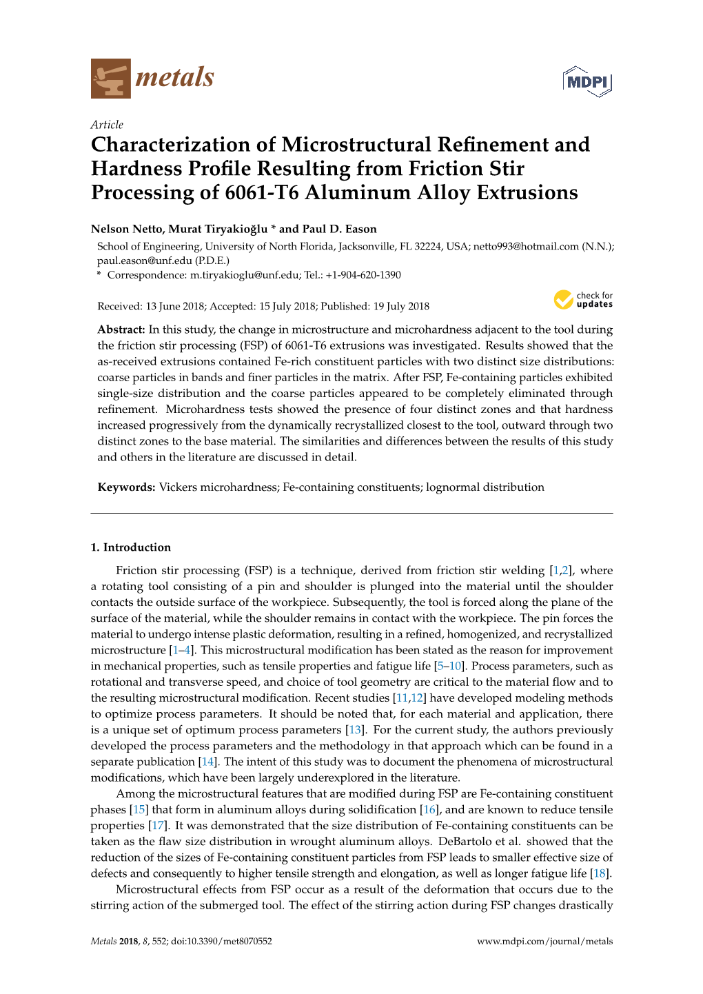 Characterization of Microstructural Refinement and Hardness Profile