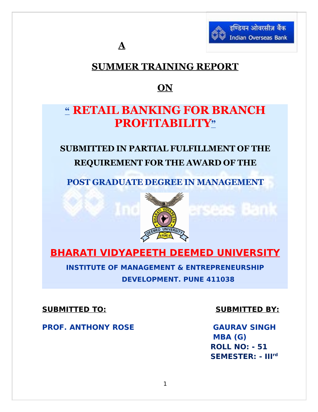 “ Retail Banking for Branch Profitability”