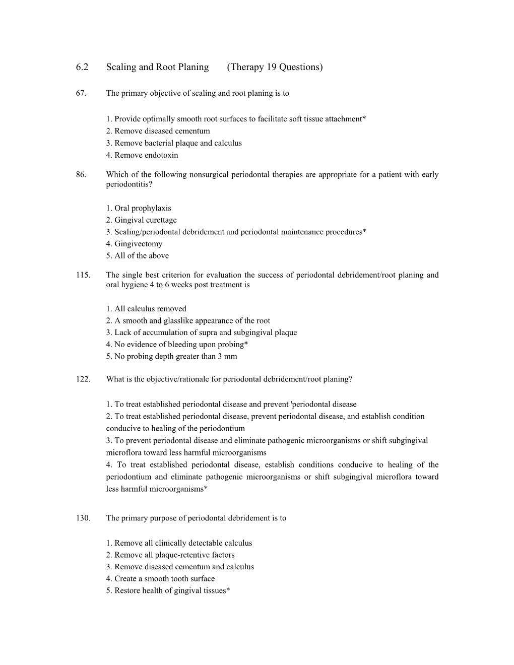 Scaling and Root Planing Questions and Answers