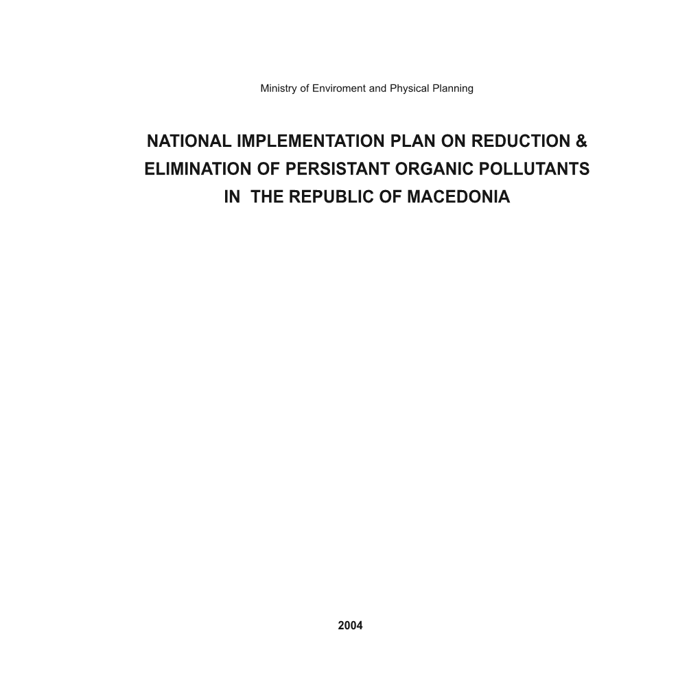 National Implementation Plan on Reduction & Elimination