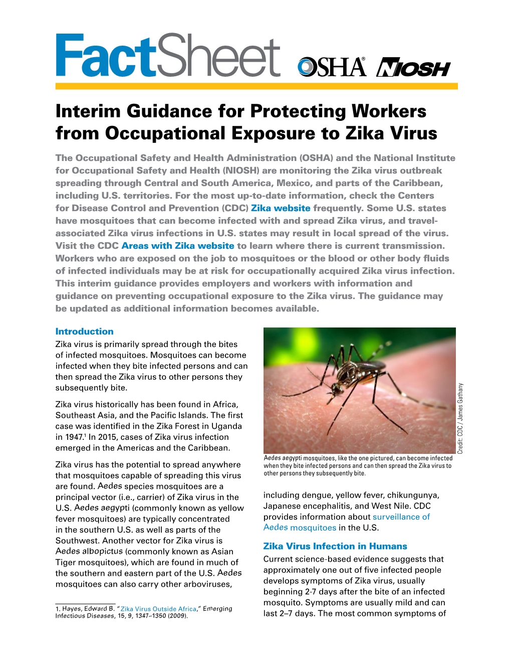 Protecting Workers from Occupational Exposure to Zika Virus
