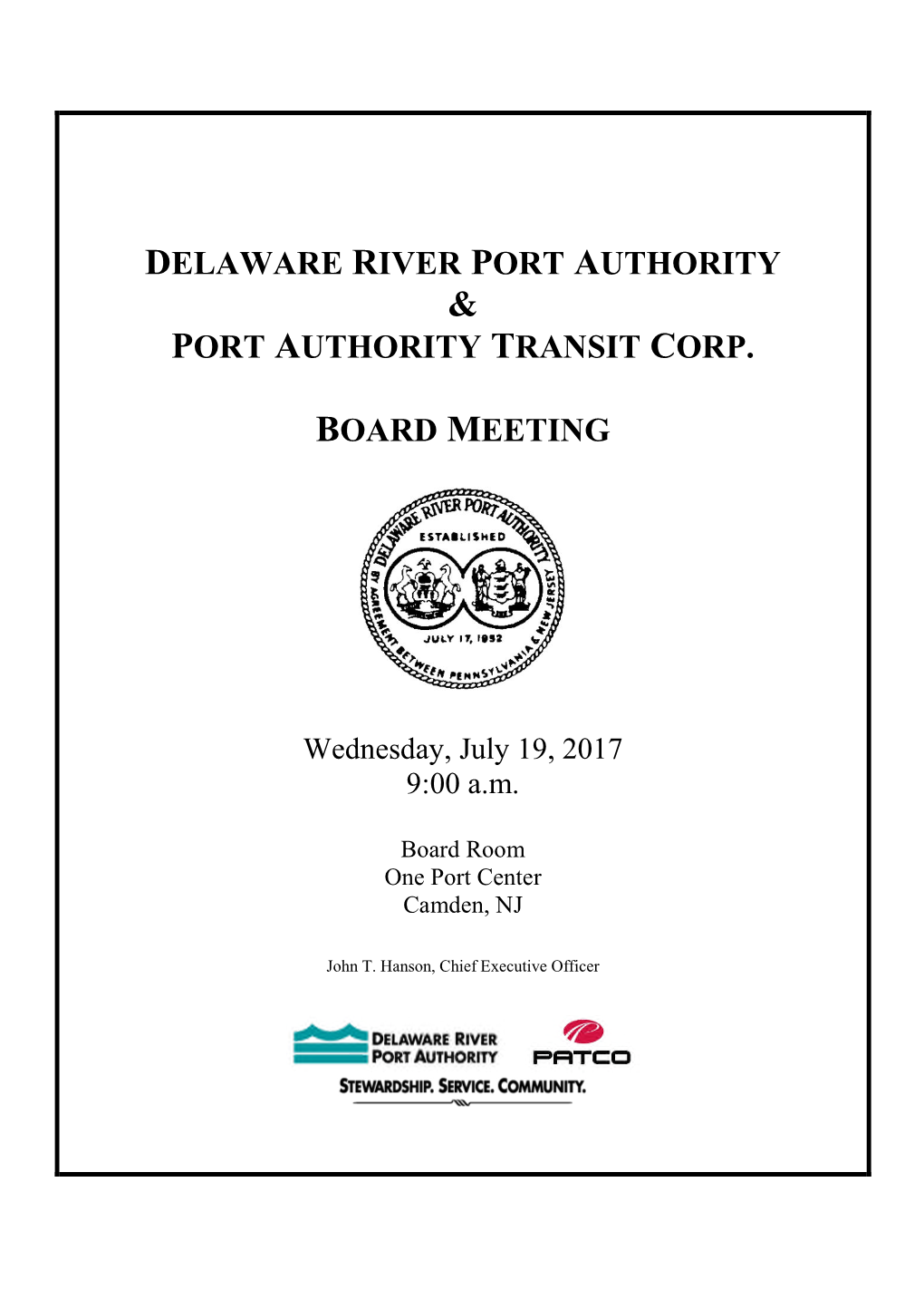 Delaware River Port Authority Port Authority Transit Corp. Board Meeting
