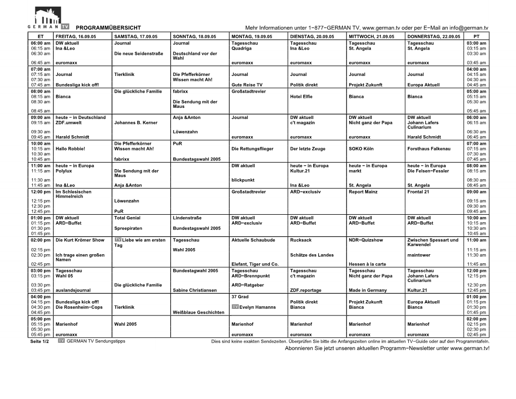 Wochenprogramm PDF SW