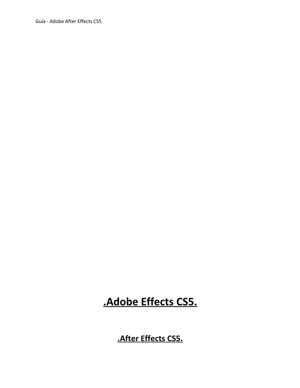 Adobe Effects CS5