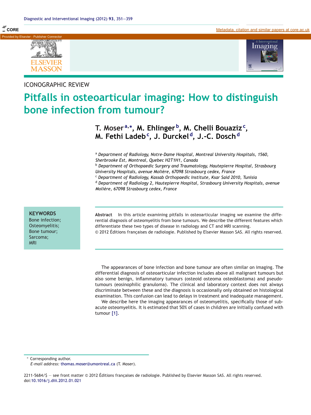How to Distinguish Bone Infection from Tumour? 353
