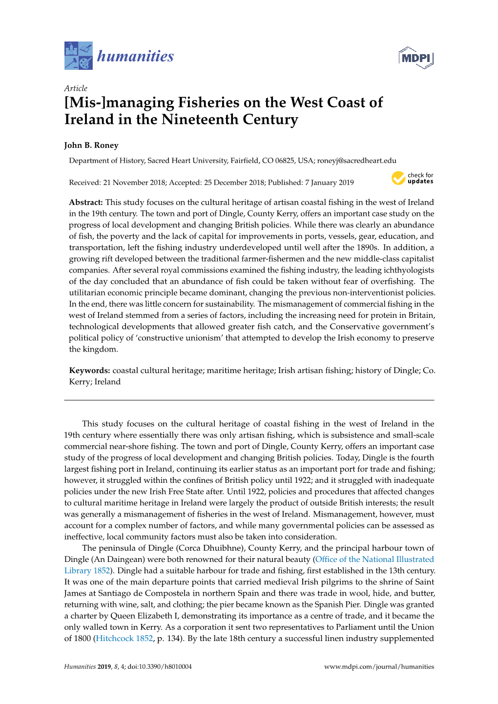 Managing Fisheries on the West Coast of Ireland in the Nineteenth Century