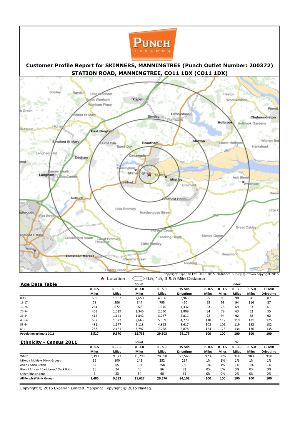 Customer Profile Report for SKINNERS, MANNINGTREE (Punch Outlet Number: 200372) STATION ROAD, MANNINGTREE, CO11 1DX (CO11 1DX)