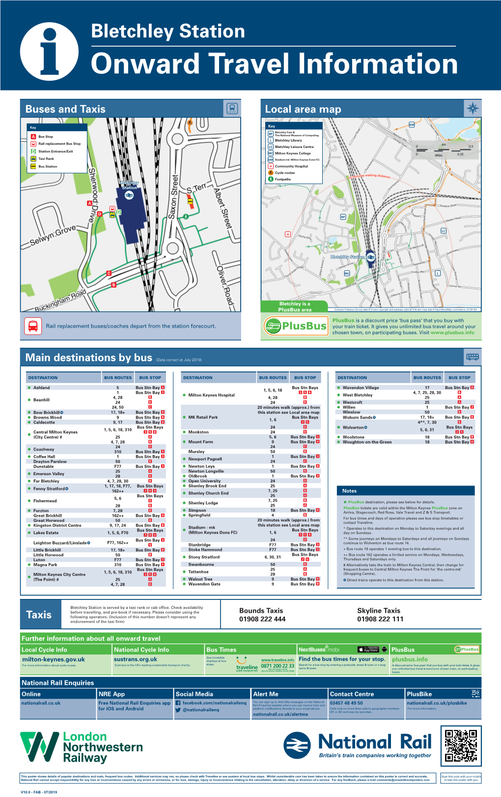 Bletchley Station I Onward Travel Information Buses and Taxis Local Area Map