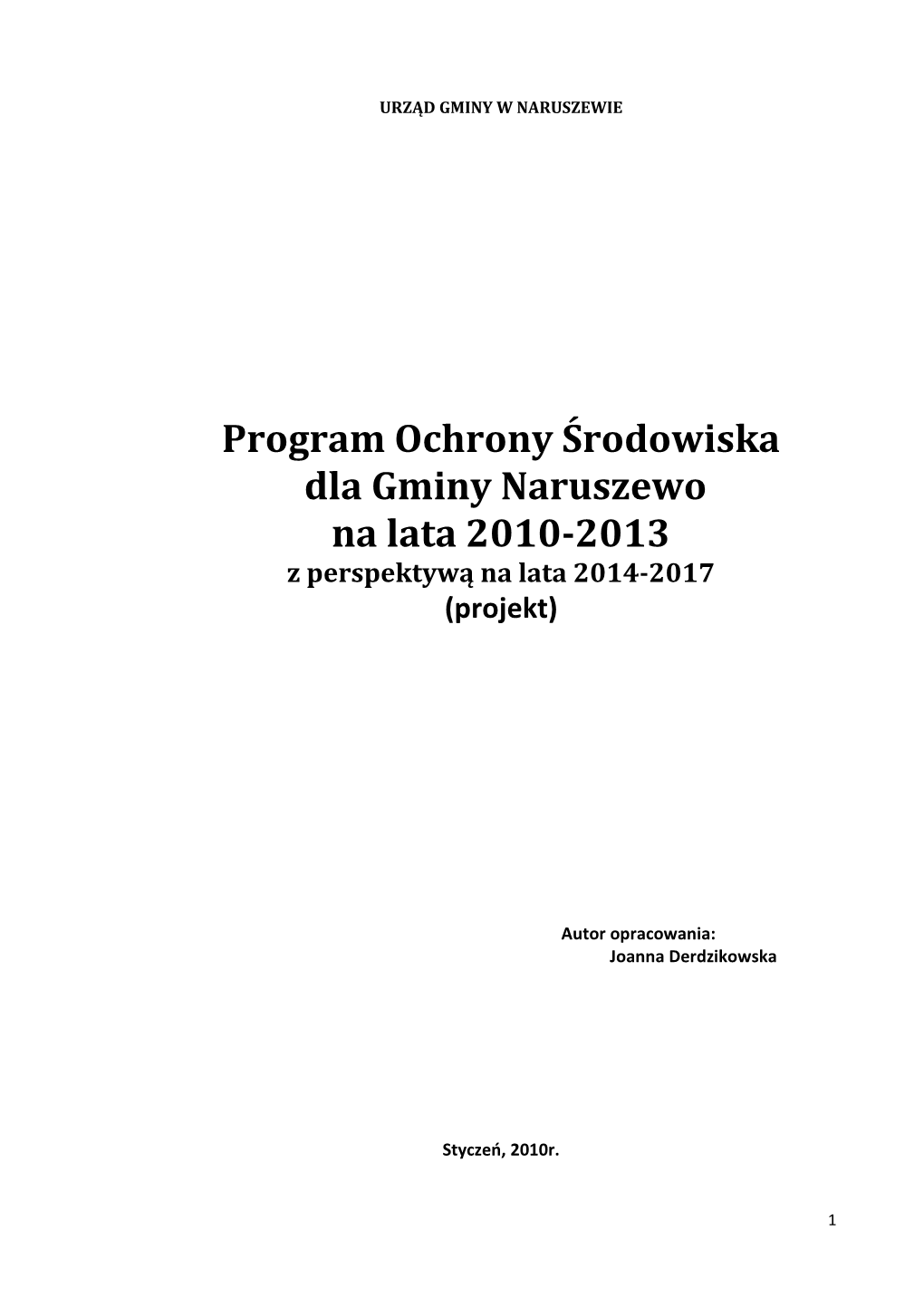 PROJEKT Programu Ochrony Środowiska Dla Gminy Naruszewo