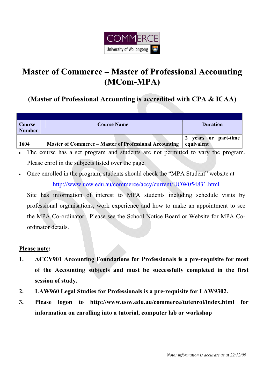 Master of Commerce – Master of Professional Accounting (Mcom-MPA)