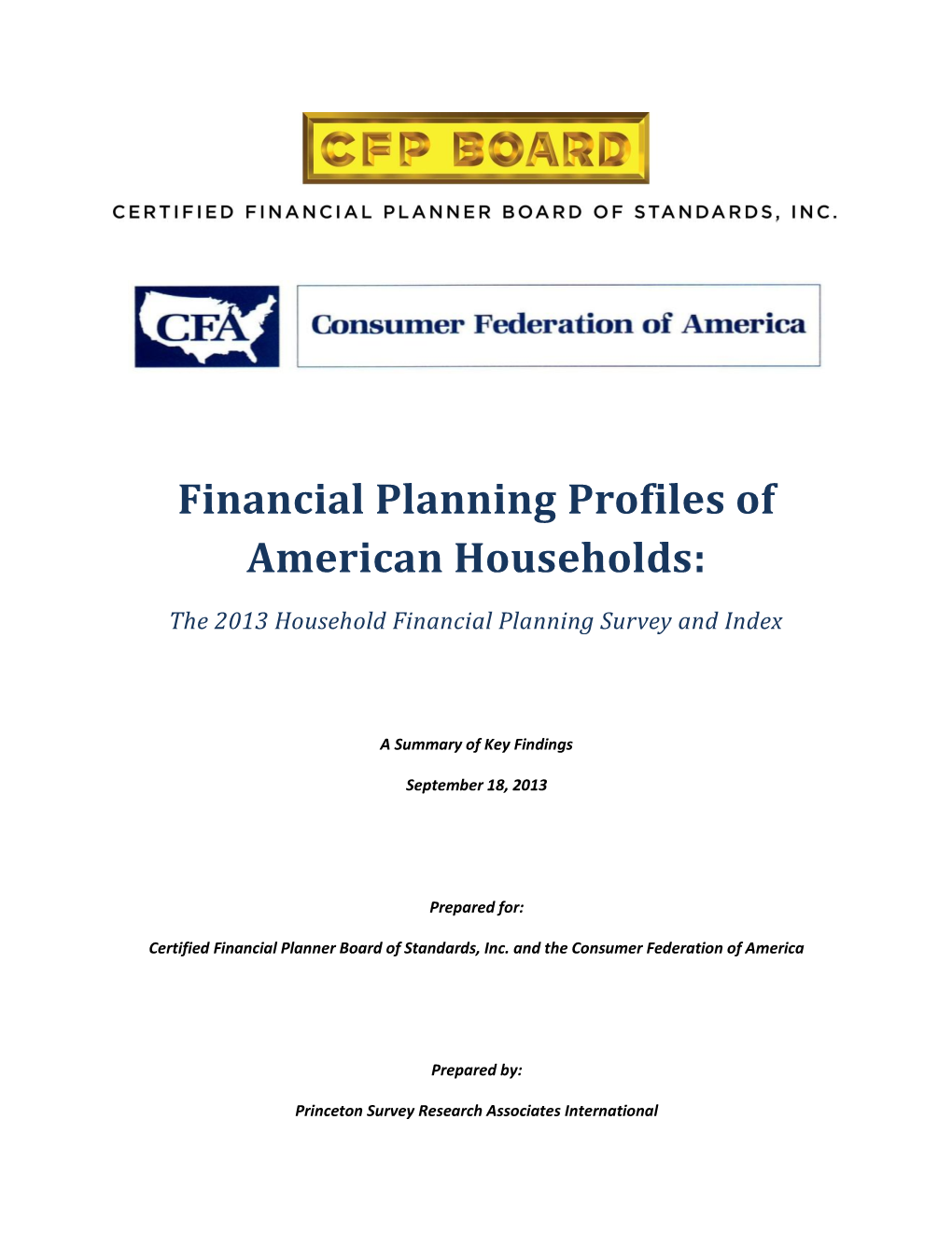 Financial Planning Profiles of American Households
