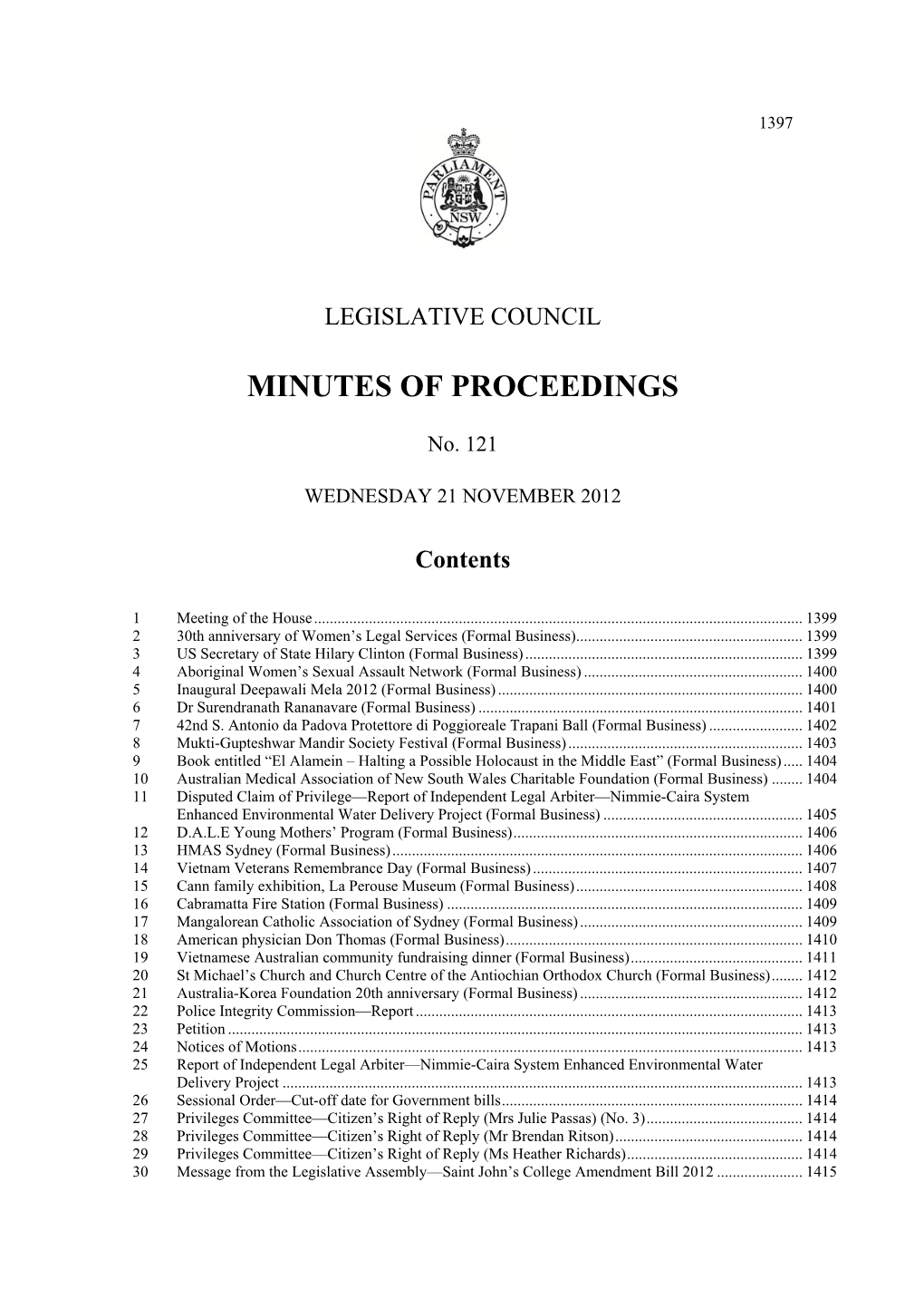 Minutes of Proceedings