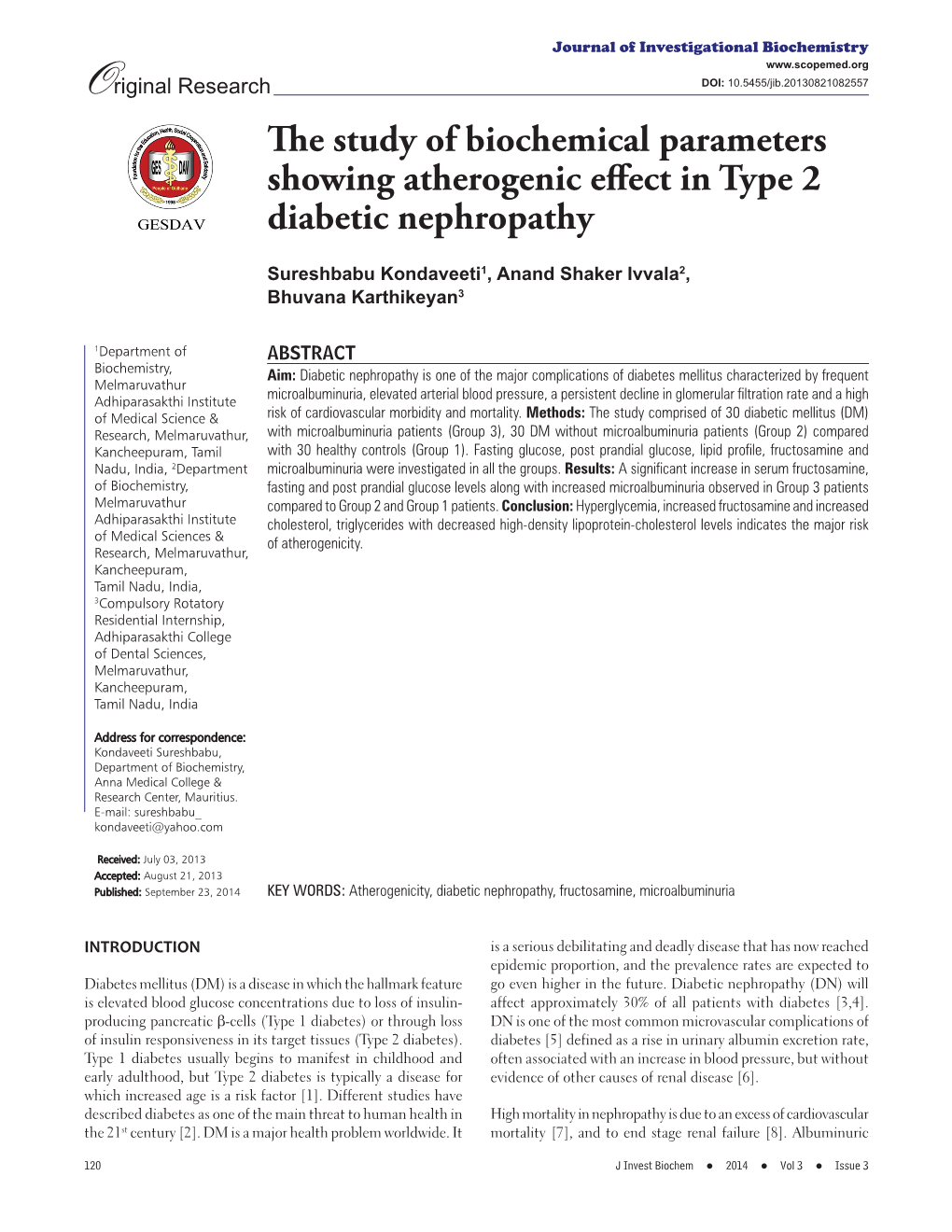 The Study of Biochemical Parameters Showing Atherogenic Effect in Type