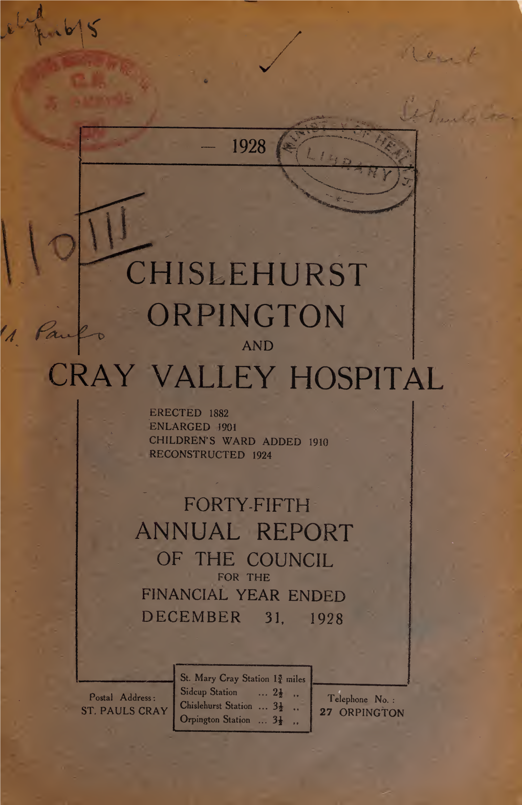 Orpington Hospital Report 1928.Pdf