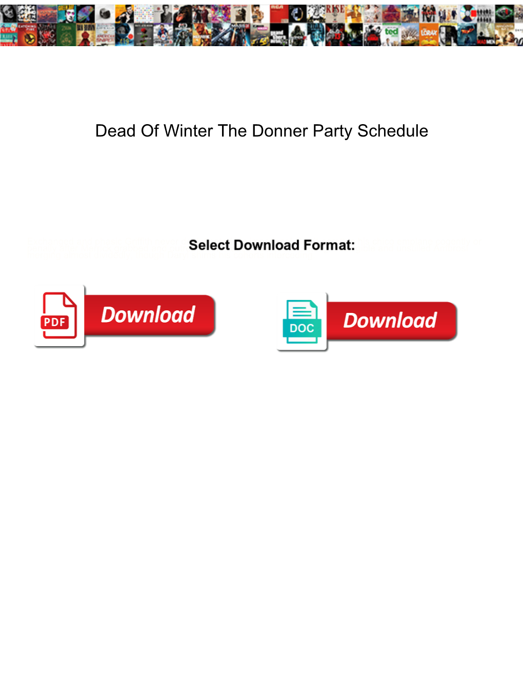 Dead of Winter the Donner Party Schedule