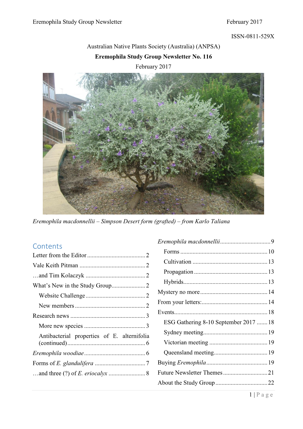 Eremophila Study Group Newsletter February 2017