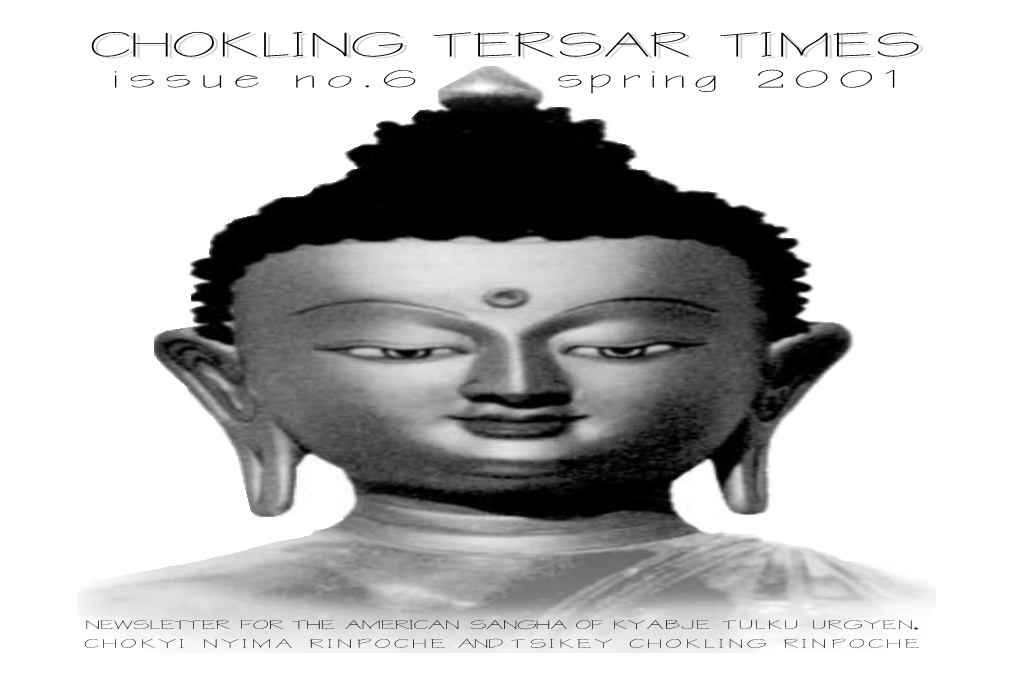 Chokling Tersar Times Tersar Chokling Chokling Tersar Times Tersar Chokling Newsletter for the American Sangha of Chokyi Nyima Rinpoche