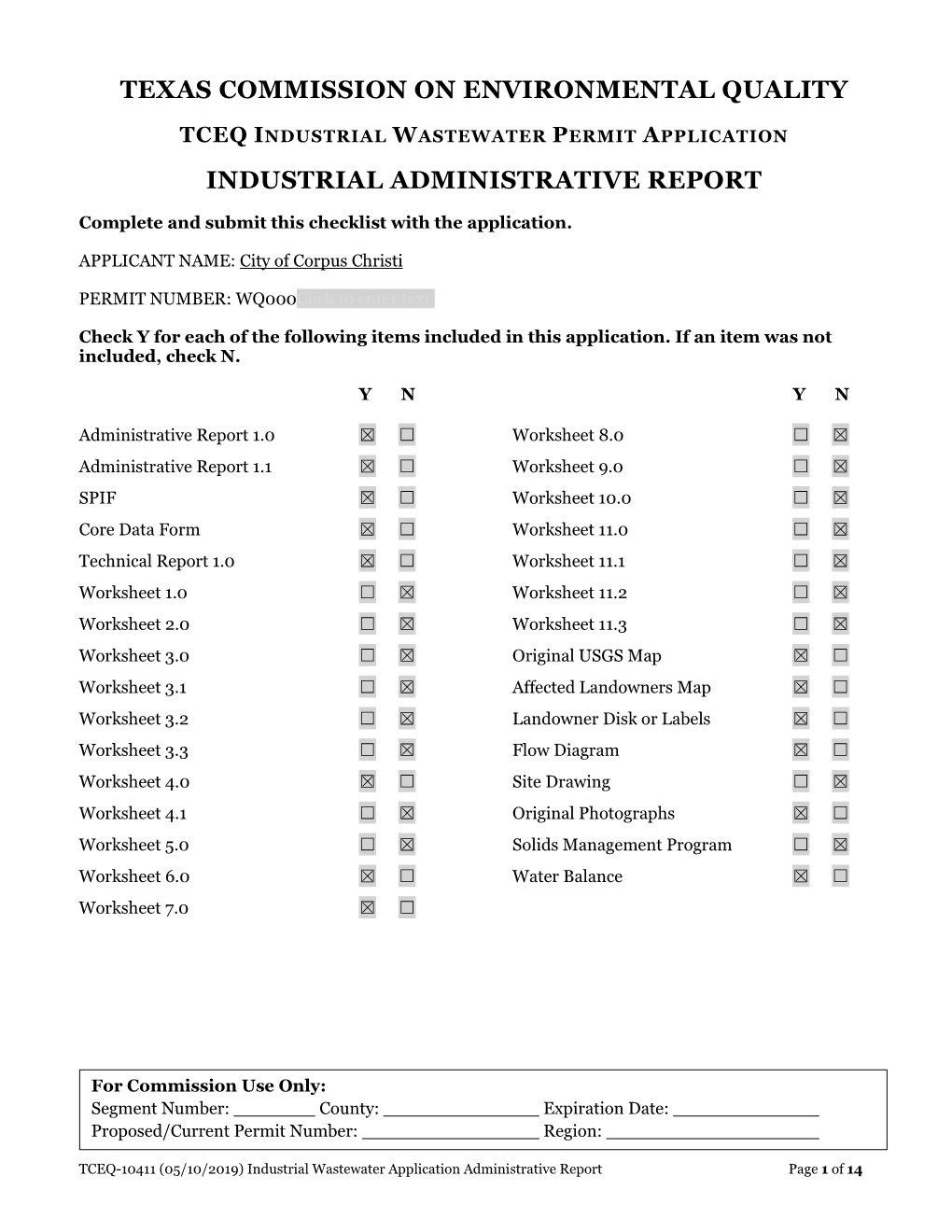 Unofficial Pending TCEQ Administrative Review NOT for RELEASE OR DISTRIBUTION