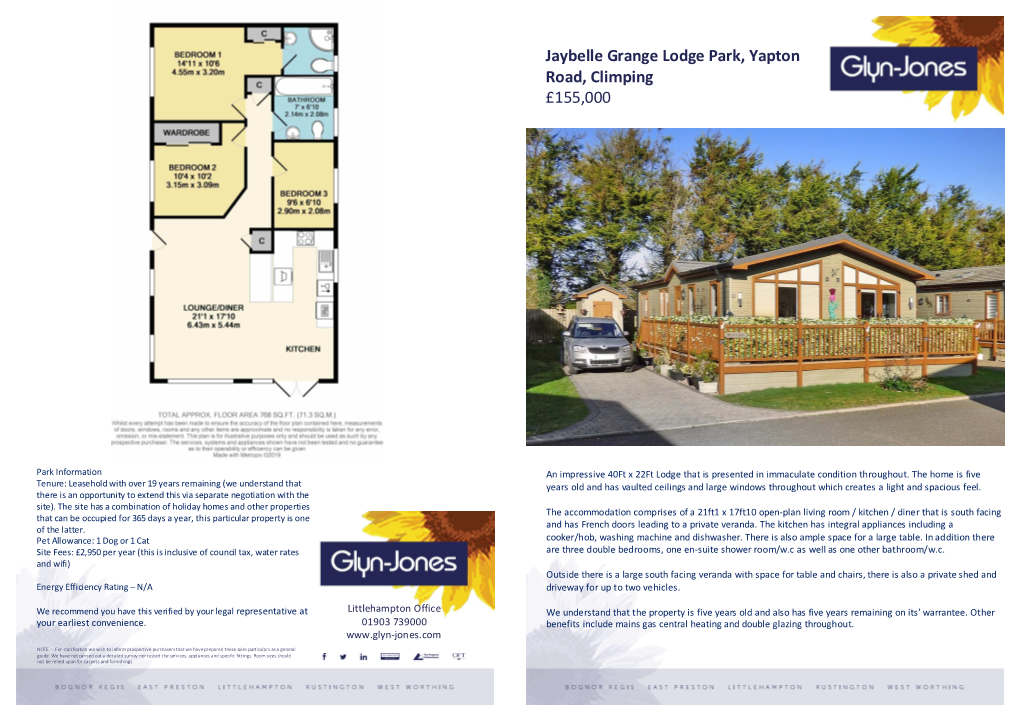 Jaybelle Grange Lodge Park, Yapton Road, Climping £155,000