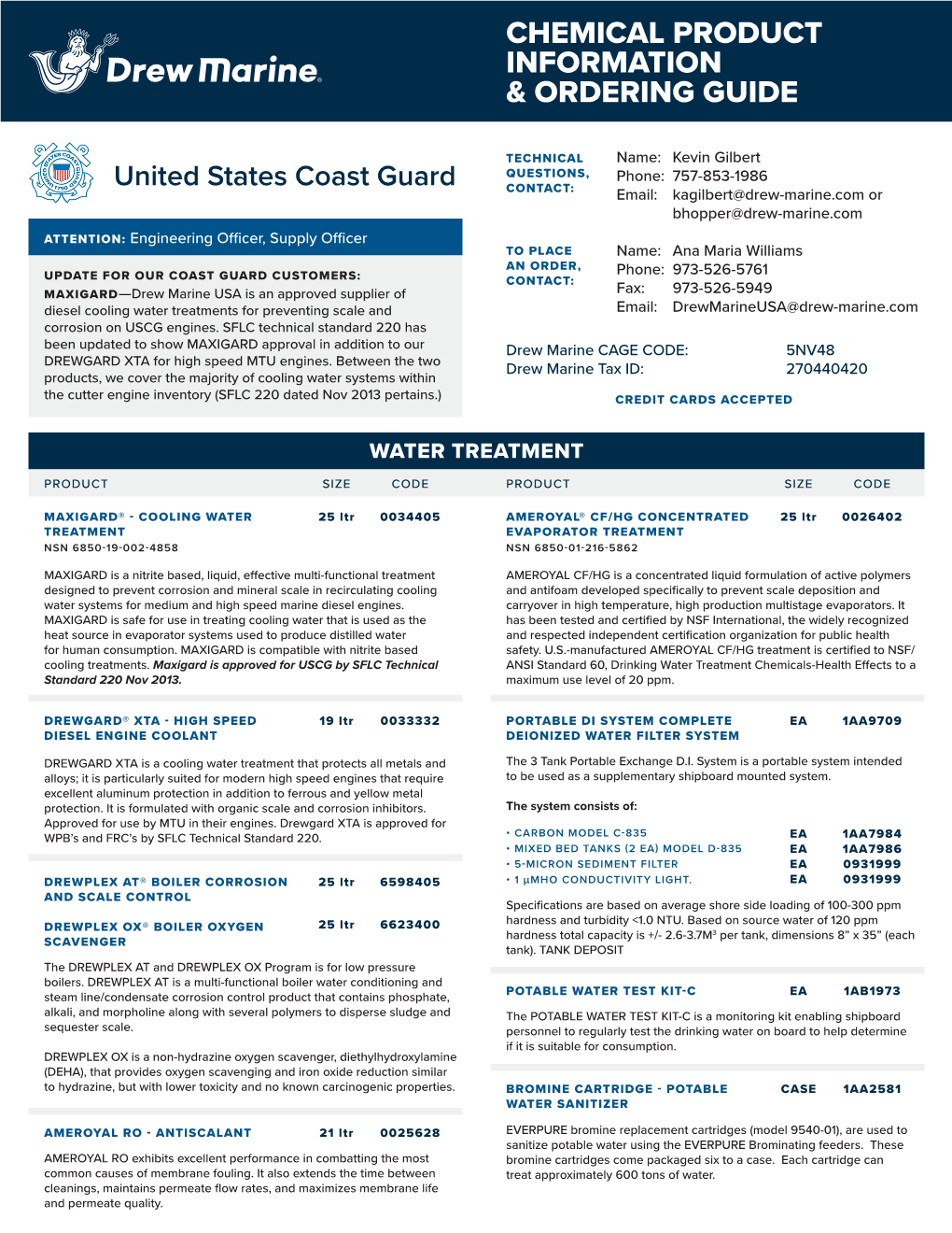 Chemical Product Information & Ordering Guide