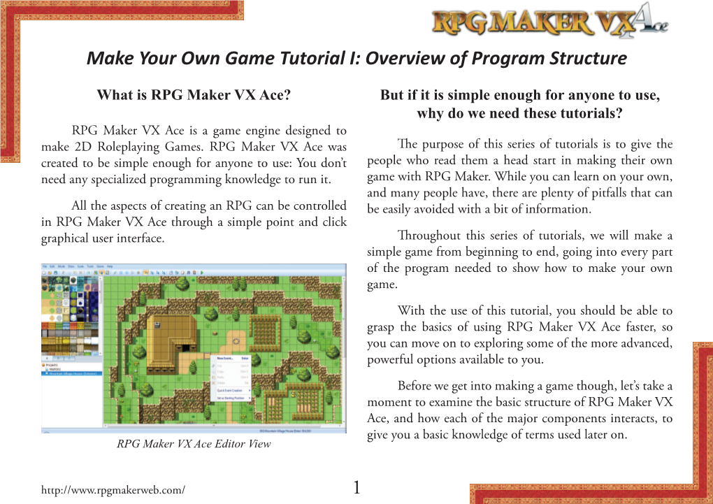 1 Make Your Own Game Tutorial I: Overview of Program Structure