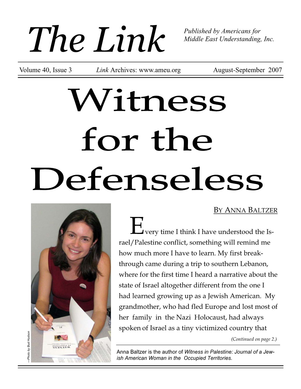 Witness for the Defenseless