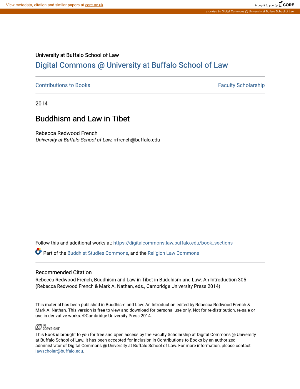 Buddhism and Law in Tibet