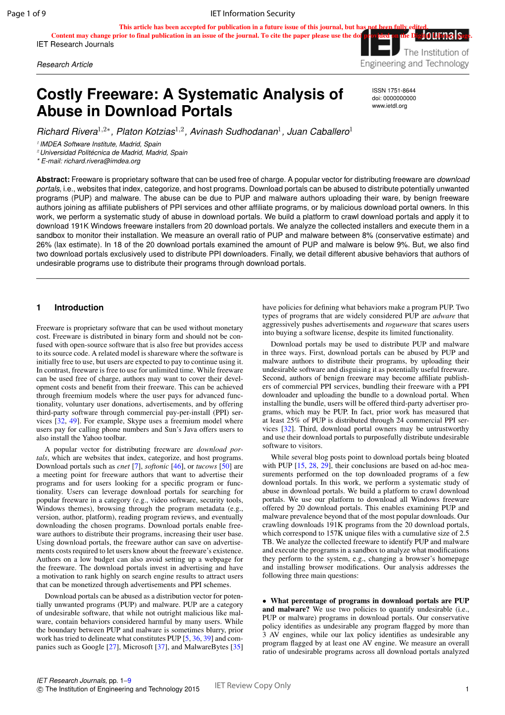 Costly Freeware: a Systematic Analysis of Abuse in Download Portals