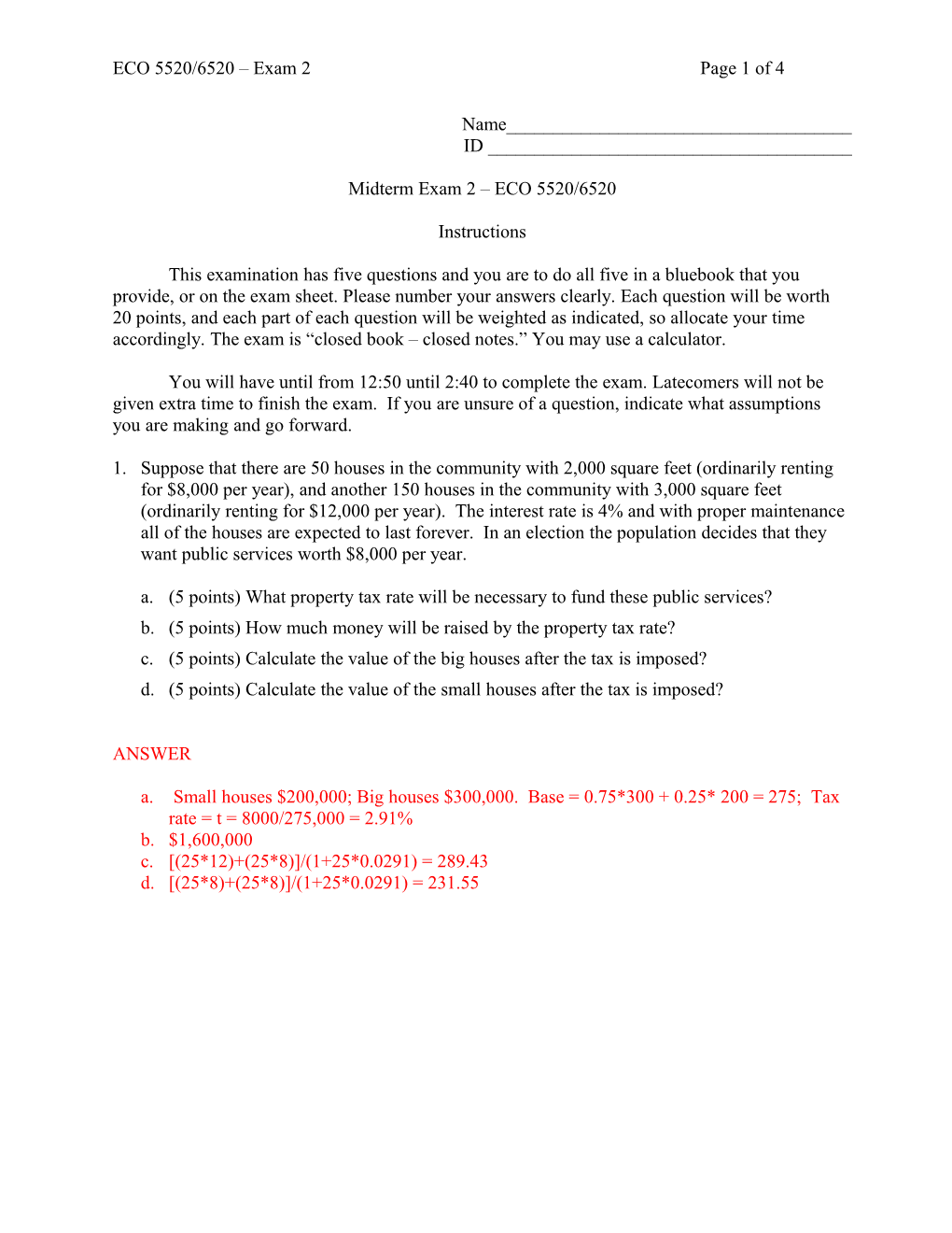 ECO 5520/6520 Exam 2 Page 6 of 4