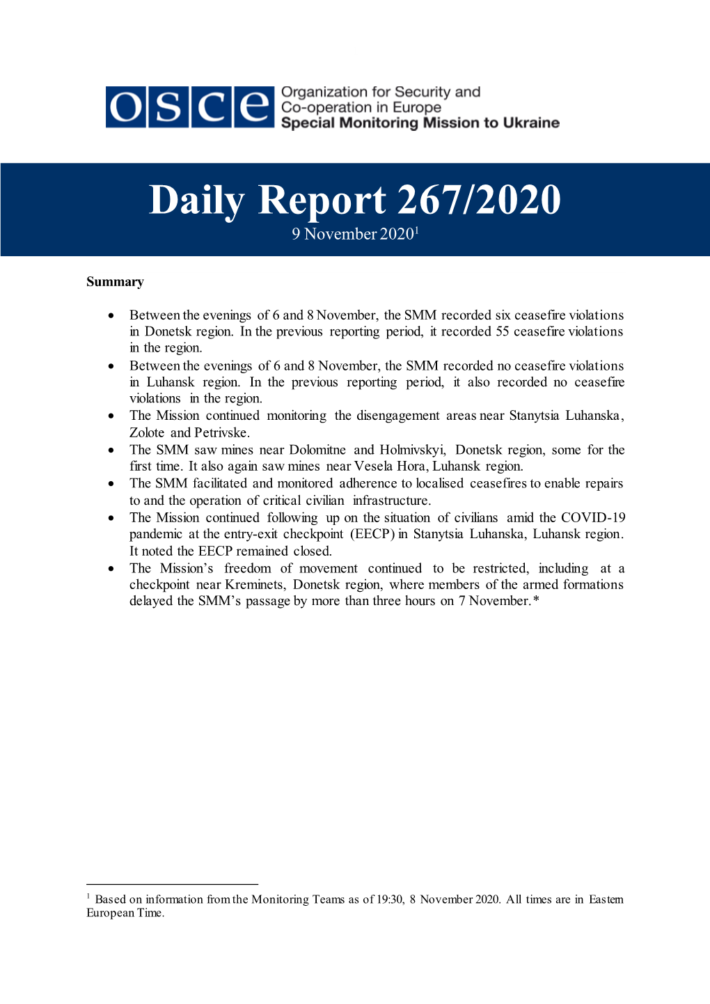 Daily Report 267/2020 9 November 20201