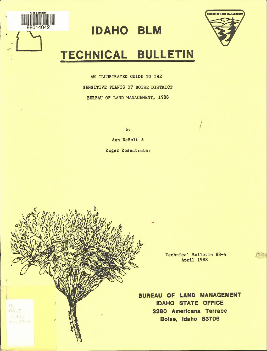 An Illustrated Guide to the Sensitive Plants of Boise District, Bureau Of