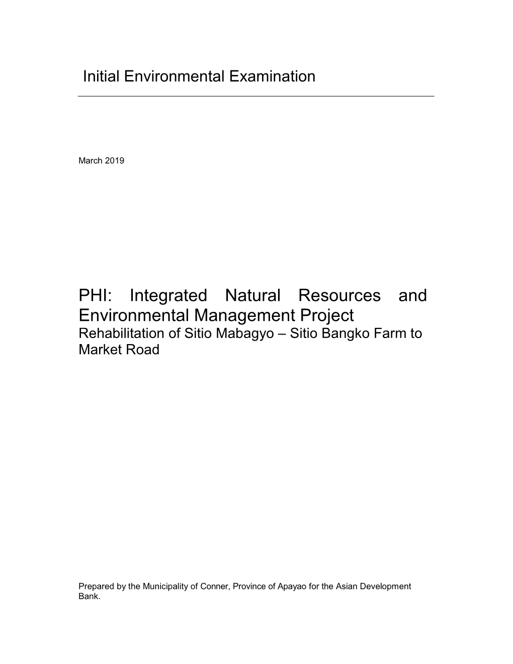 Initial Environmental Examination