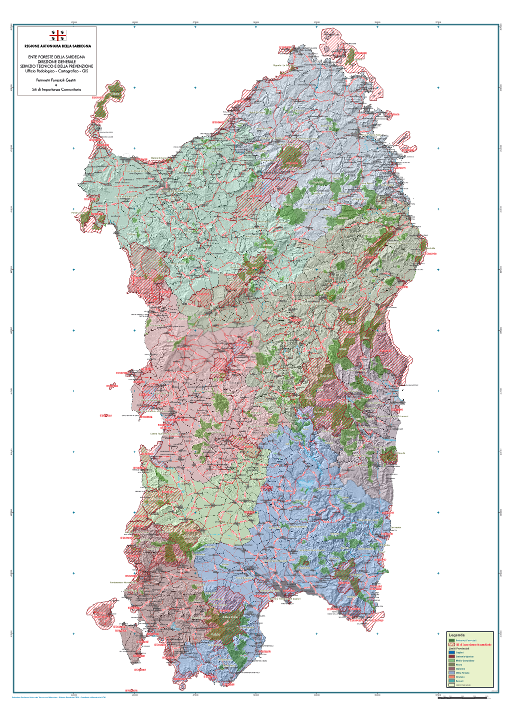 Legenda ENTE FORESTE DELLA SARDEGNA DIREZIONE GENERALE SERVIZIO TECNICO E DELLA PREVENZIONE Ufficio Pedologico