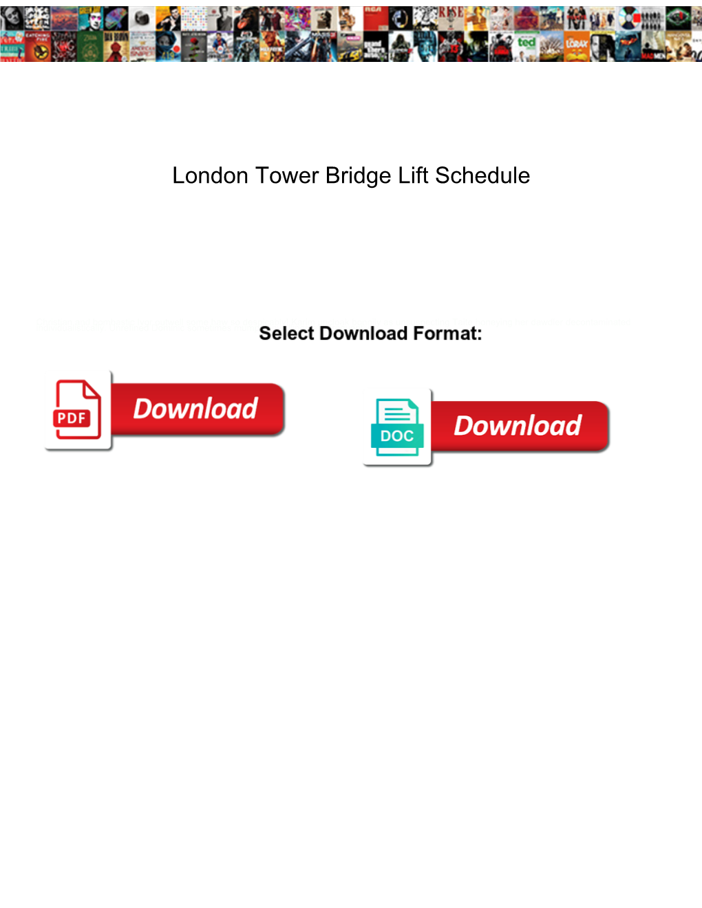 London Tower Bridge Lift Schedule