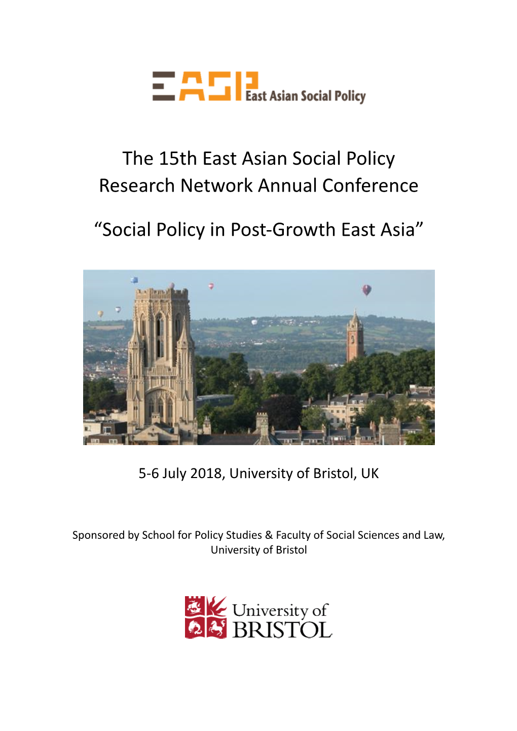 The 15Th East Asian Social Policy Research Network Annual Conference