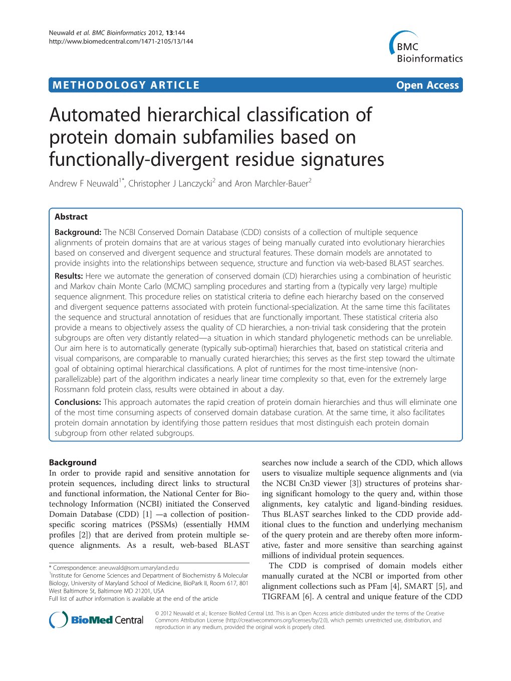 Automated Hierarchical Classification of Protein