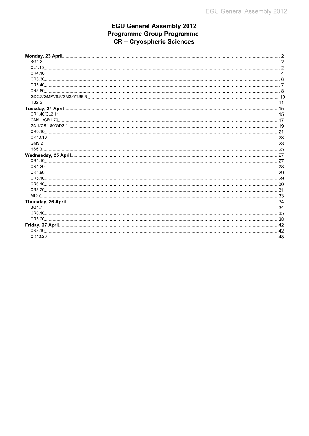 Cryospheric Sciences